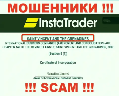 St. Vincent and the Grenadines - это место регистрации компании InstaTrader, находящееся в оффшоре