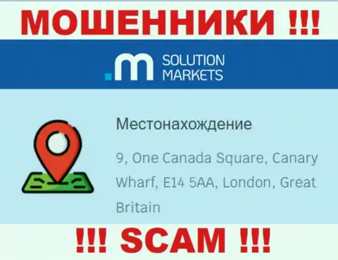На ресурсе Solution Markets нет реальной инфы об официальном адресе регистрации организации - это ЛОХОТРОНЩИКИ !!!