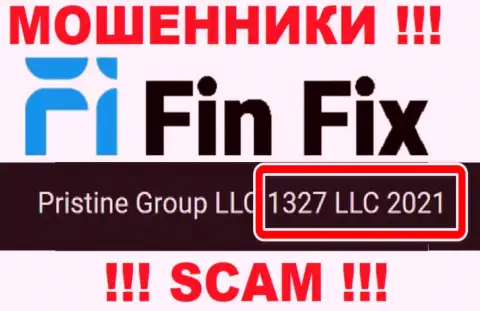 Регистрационный номер еще одной преступно действующей компании Fin Fix - 1327 LLC 2021