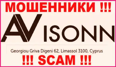 Ависонн - это ВОРЫ !!! Спрятались в оффшорной зоне по адресу - Georgiou Griva Digeni 62, Limassol 3100, Cyprus и крадут финансовые средства клиентов