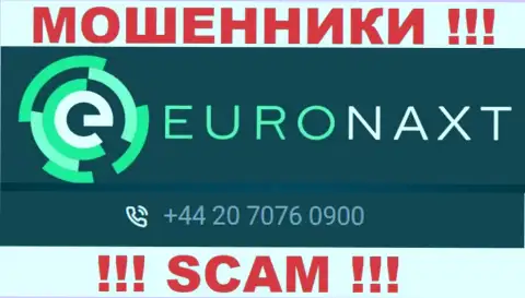 С какого именно номера телефона вас станут обманывать трезвонщики из организации Euronaxt LTD неведомо, будьте крайне осторожны