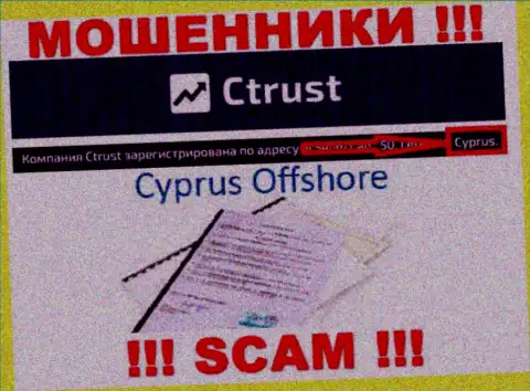 Будьте очень бдительны мошенники CTrust Limited расположились в оффшорной зоне на территории - Кипр