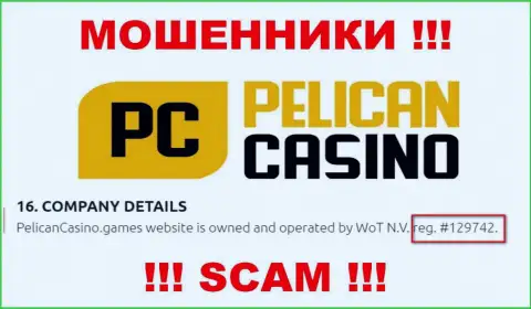 Рег. номер PelicanCasino Games, взятый с их официального web-ресурса - 12974