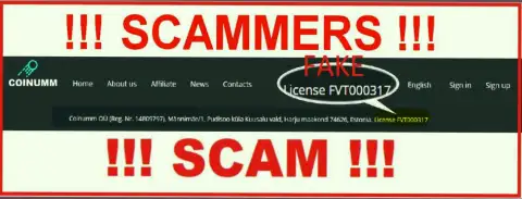 Coinumm OÜ fraudsters don't have a license - look out