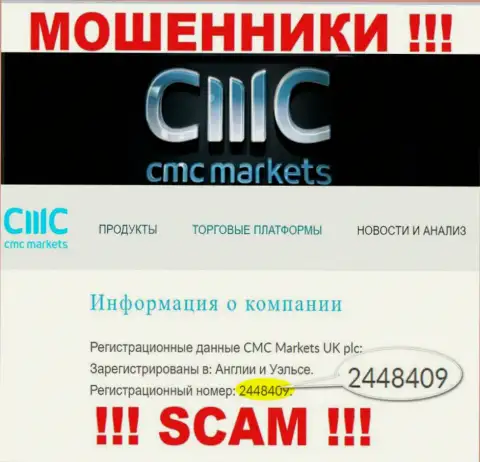 АФЕРИСТЫ CMC Markets как оказалось имеют номер регистрации - 2448409