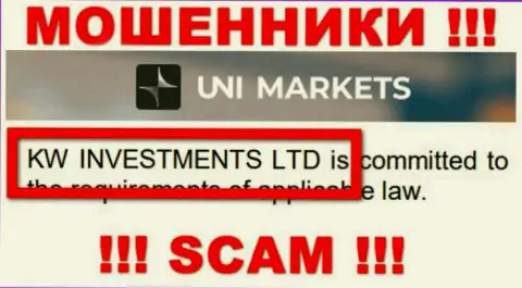 Руководителями ЮНИМаркетс Ком является контора - KW Investments Ltd