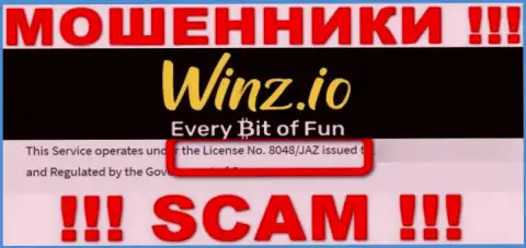 На web-портале Winz имеется лицензионный номер, но это не отменяет их мошенническую суть