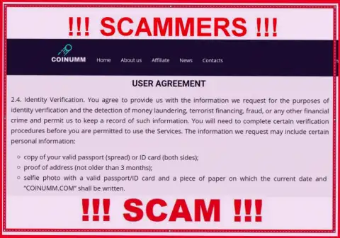 Coinumm Scammers collecting all personal data from the customers