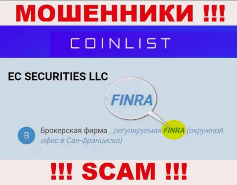 Держитесь от компании CoinList Markets LLC как можно дальше, которую регулирует махинатор - FINRA
