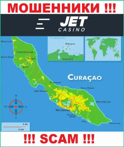 Curaçao - это юридическое место регистрации компании Jet Casino