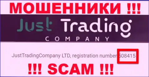 Номер регистрации Just TradingCompany, который представлен махинаторами на их портале: 508415