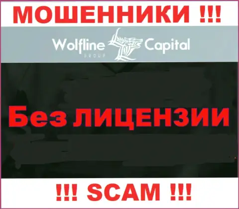 Нереально отыскать инфу о лицензии internet-лохотронщиков Wolfline Capital - ее просто не существует !