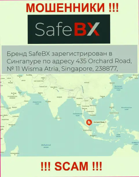 Не работайте совместно с конторой SafeBX - данные интернет-мошенники сидят в оффшорной зоне по адресу - 435 Orchard Road, № 11 Wisma Atria, 238877 Singapore