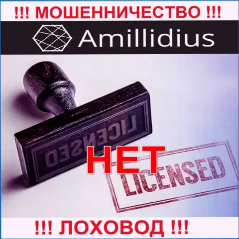 Лицензию Амиллидиус Ком не получали, так как мошенникам она не нужна, БУДЬТЕ КРАЙНЕ ОСТОРОЖНЫ !!!