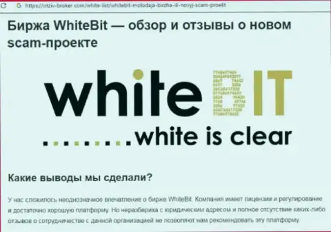 WhiteBit Com - это компания, совместное взаимодействие с которой доставляет лишь потери (обзор проделок)