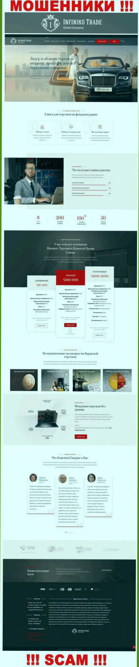 Официальная internet страница жульнического проекта InfinikoTrade Com