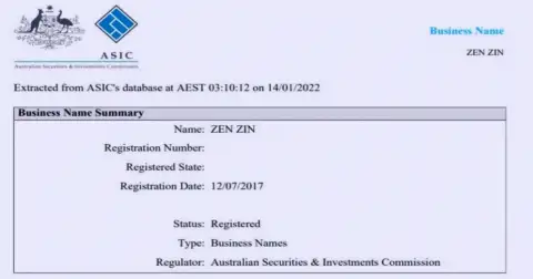 Регистрация дилингового центра Zinnera австралийским финансовым регулятором