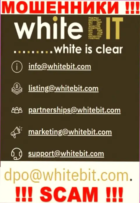 Избегайте любых общений с интернет аферистами WhiteBit, даже через их е-мейл
